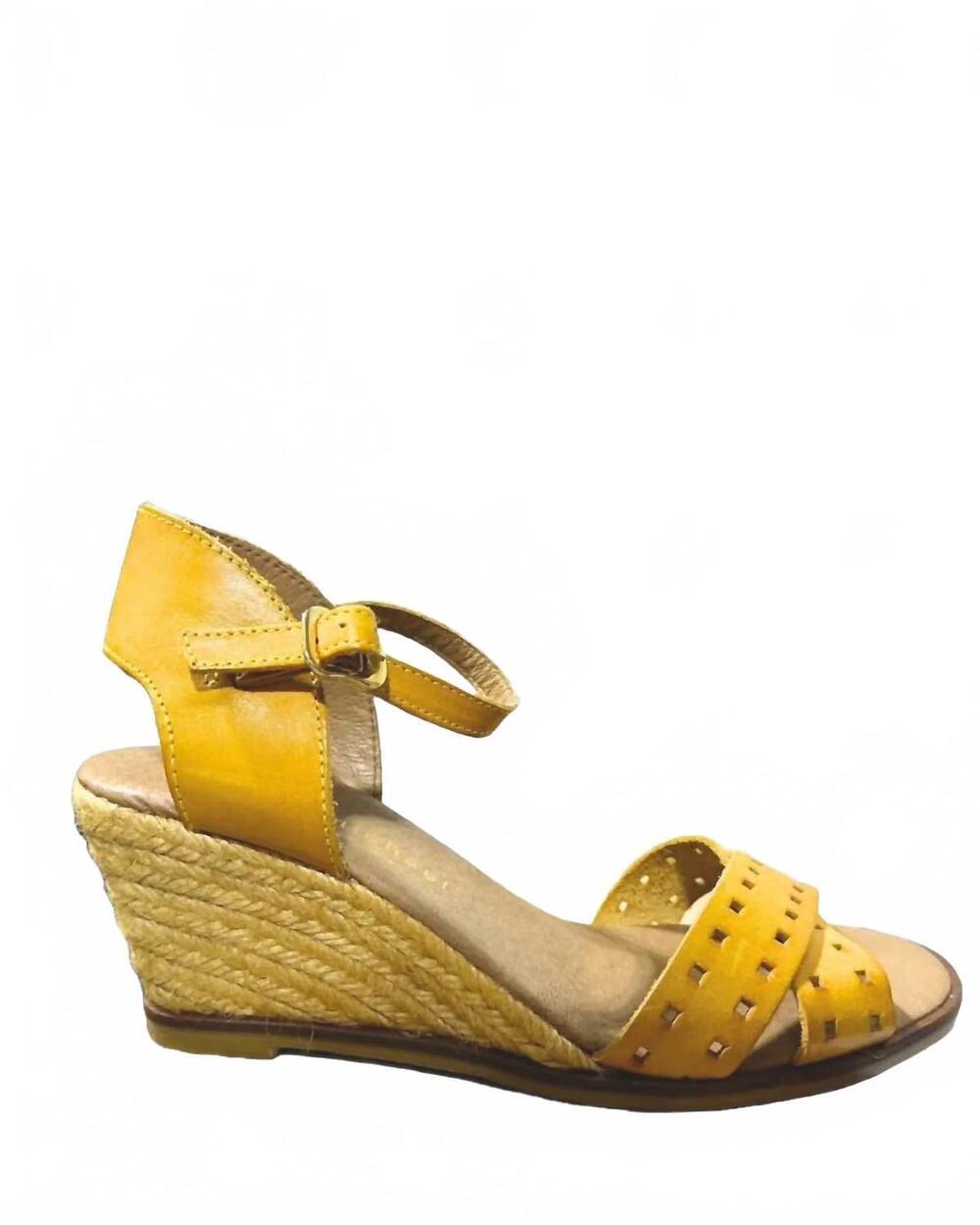 NEW ERIC MICHAEL women's dakota ankle strap sandals in yellow